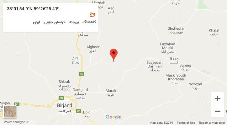 روستای وج بر روی نقشه