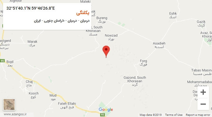 روستای یکلنگی بر روی نقشه