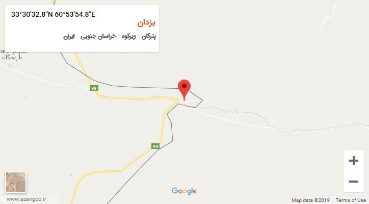 روستای یزدان بر روی نقشه