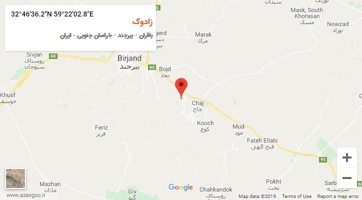 روستای زادوک بر روی نقشه