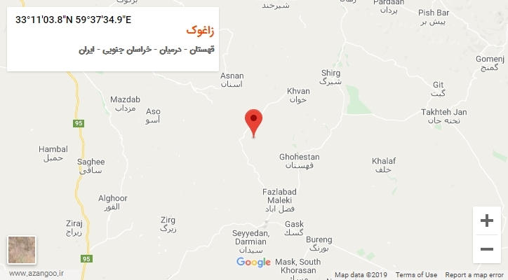 روستای زاغوک بر روی نقشه