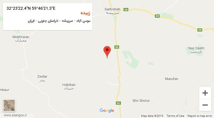 روستای زبیده بر روی نقشه