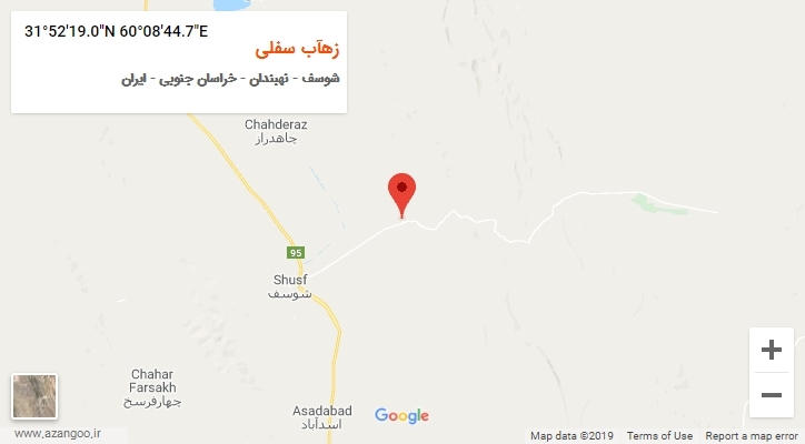 روستای زهآب سفلی بر روی نقشه