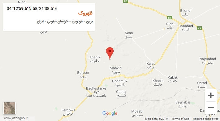 روستای ظهروک بر روی نقشه