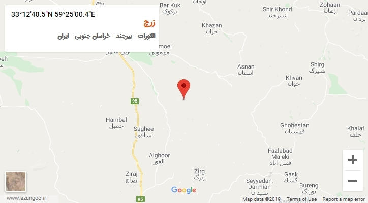 روستای زرچ بر روی نقشه