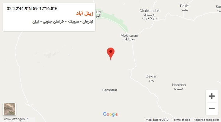 روستای زینل آباد بر روی نقشه