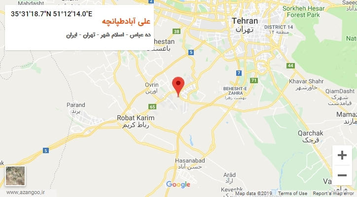 روستای علی آبادطپانچه بر روی نقشه