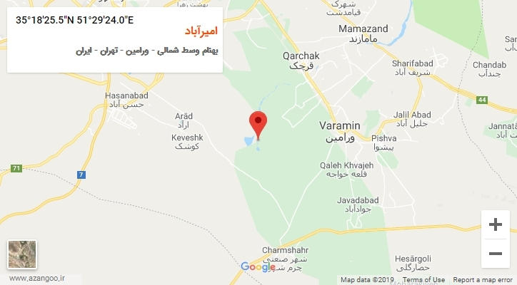 روستای امیرآباد بر روی نقشه