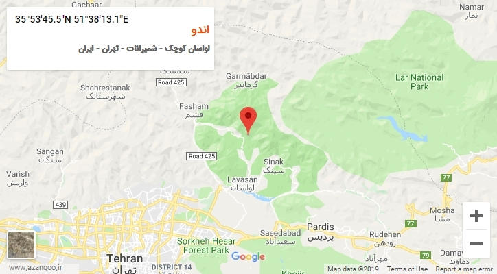 روستای اندو بر روی نقشه