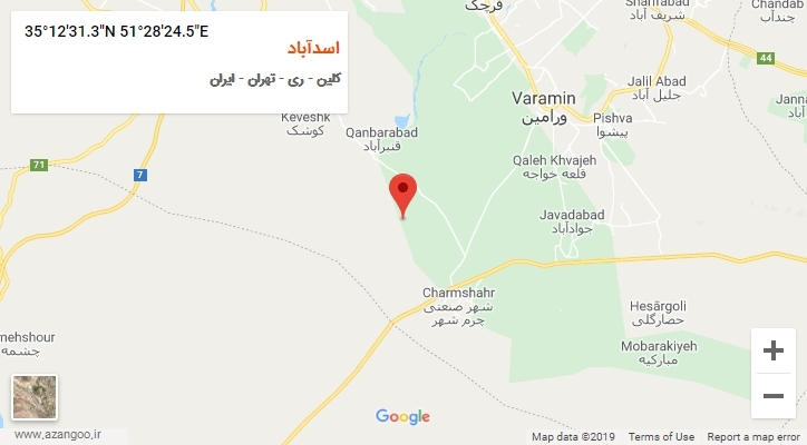 روستای اسدآباد بر روی نقشه