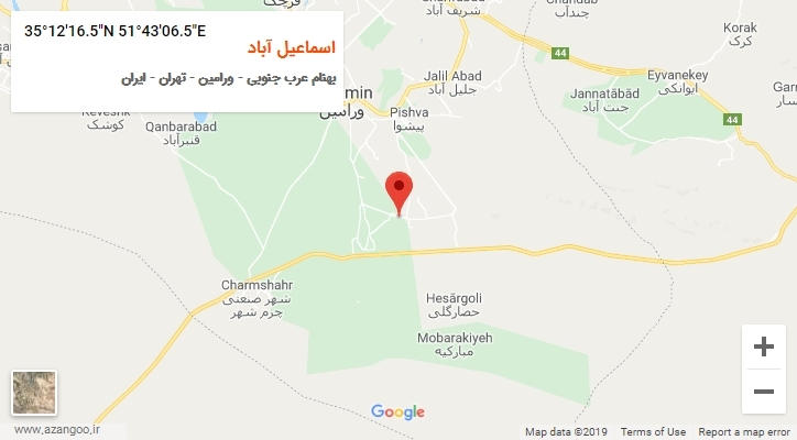 روستای اسماعیل آباد بر روی نقشه