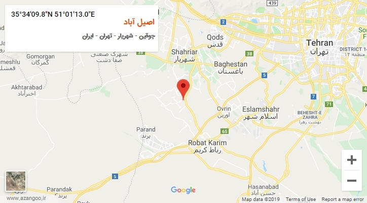 روستای اصیل آباد بر روی نقشه