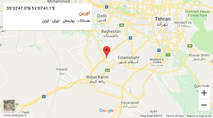 روستای اورین بر روی نقشه