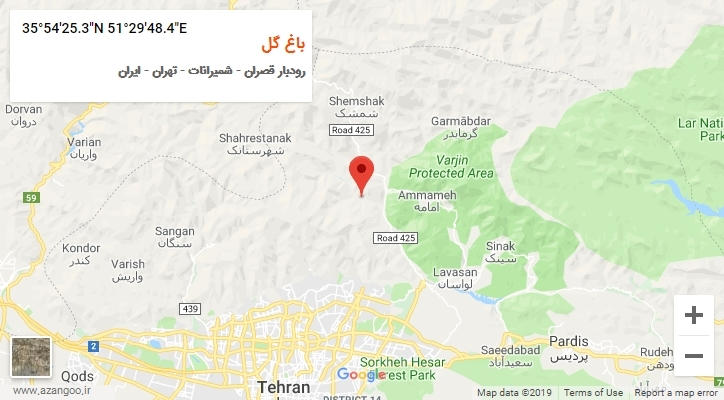 روستای باغ گل بر روی نقشه
