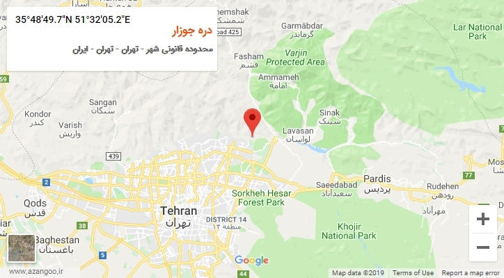 روستای دره جوزار بر روی نقشه