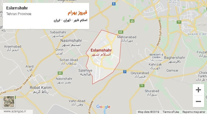 دهستان فیروز بهرام بر روی نقشه