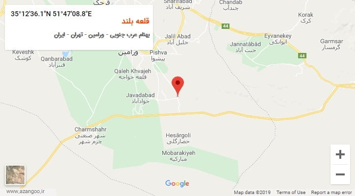 روستای قلعه بلند بر روی نقشه