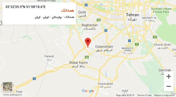 روستای همدانک بر روی نقشه