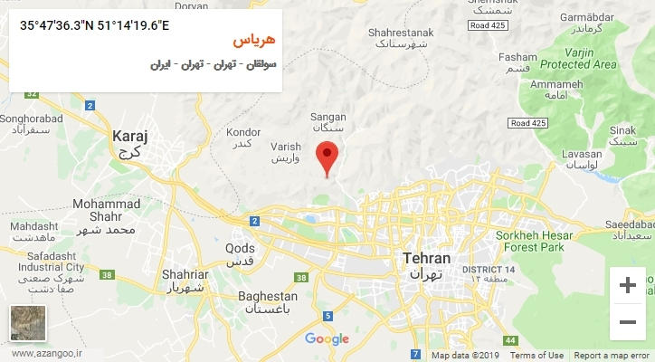 روستای هریاس بر روی نقشه
