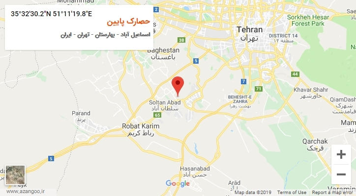 روستای حصارک پایین بر روی نقشه