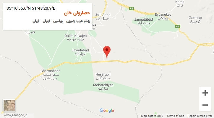 روستای حصارولی خان بر روی نقشه