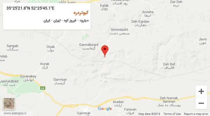 روستای کبوتردره بر روی نقشه