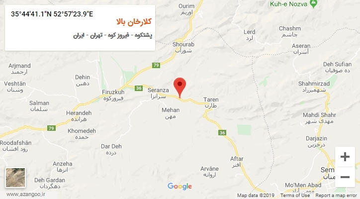 روستای کلارخان بالا بر روی نقشه