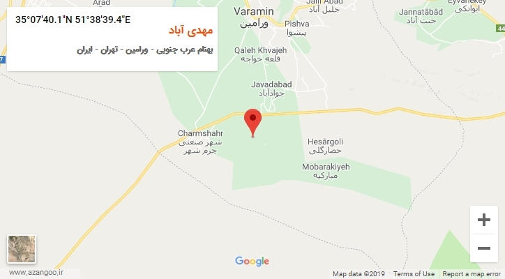 روستای مهدی آباد بر روی نقشه