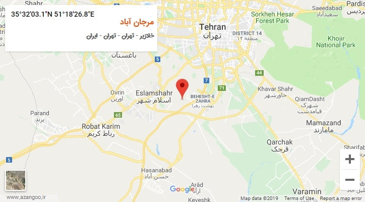 روستای مرجان آباد بر روی نقشه