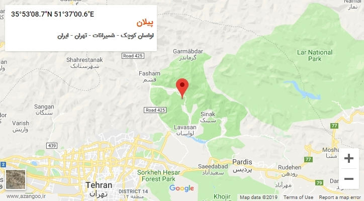 روستای پیلان بر روی نقشه