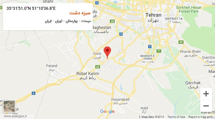 روستای سبزه دشت بر روی نقشه