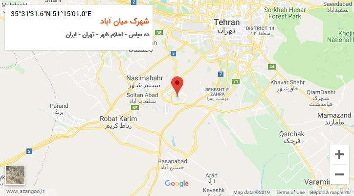 روستای شهرک میان آباد بر روی نقشه