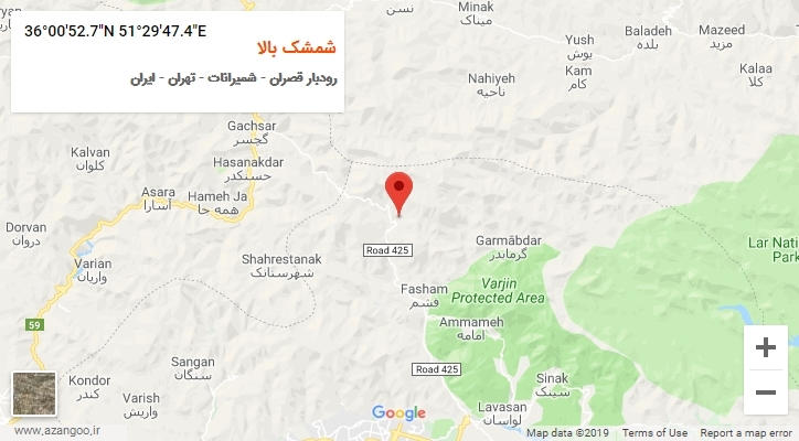 روستای شمشک بالا بر روی نقشه