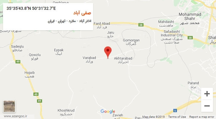 روستای صفی آباد بر روی نقشه