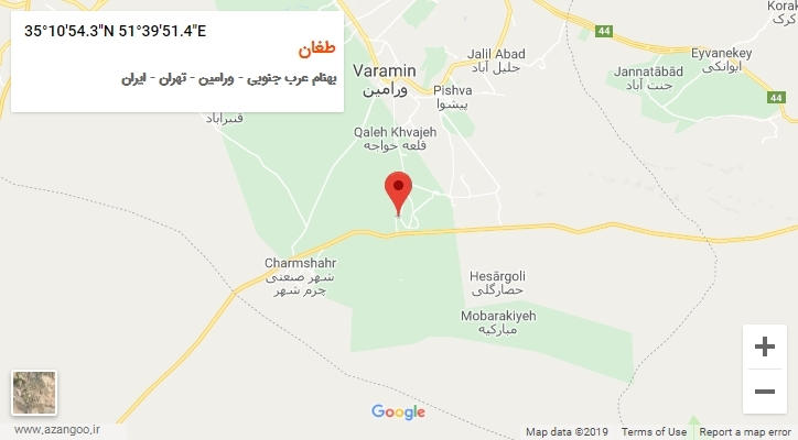 روستای طغان بر روی نقشه