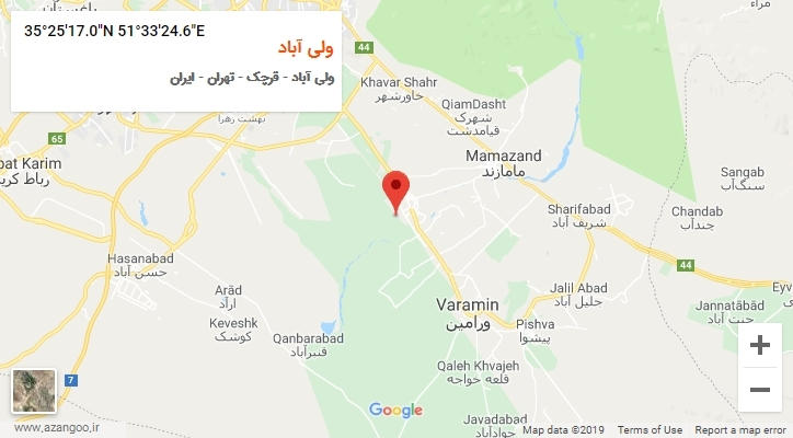 روستای ولی آباد بر روی نقشه
