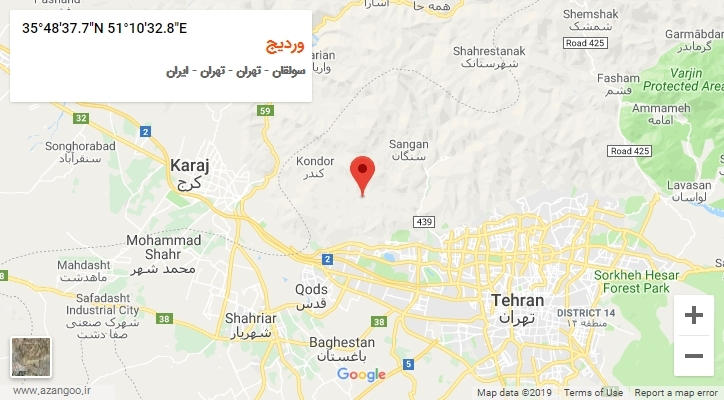 روستای وردیج بر روی نقشه