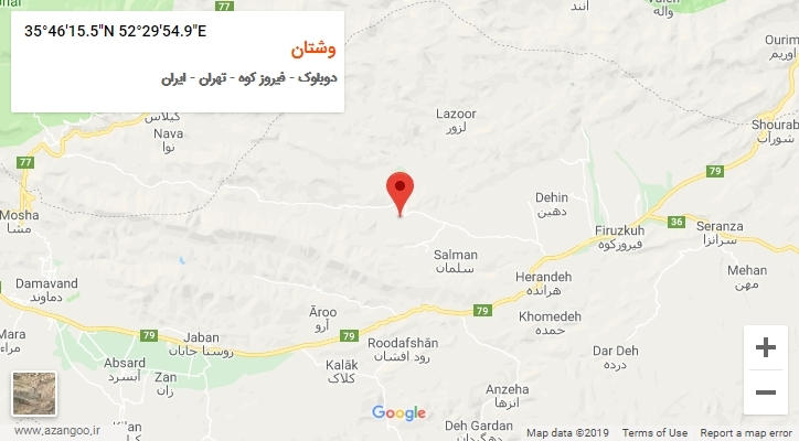 روستای وشتان بر روی نقشه