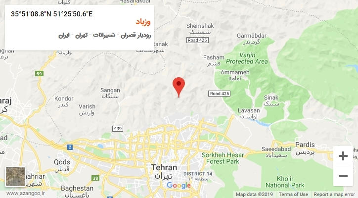 روستای وزباد بر روی نقشه