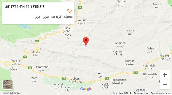 روستای وزنا بر روی نقشه