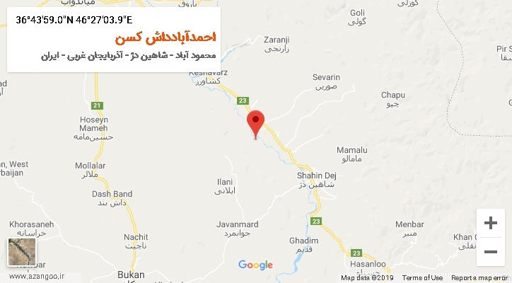 روستای احمدآبادداش کسن بر روی نقشه