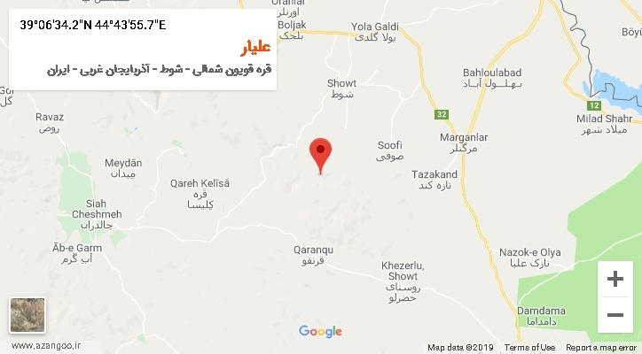 روستای علیار بر روی نقشه