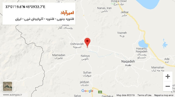 روستای امیرآباد بر روی نقشه