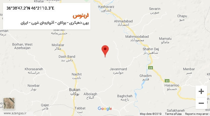 روستای اربنوس بر روی نقشه