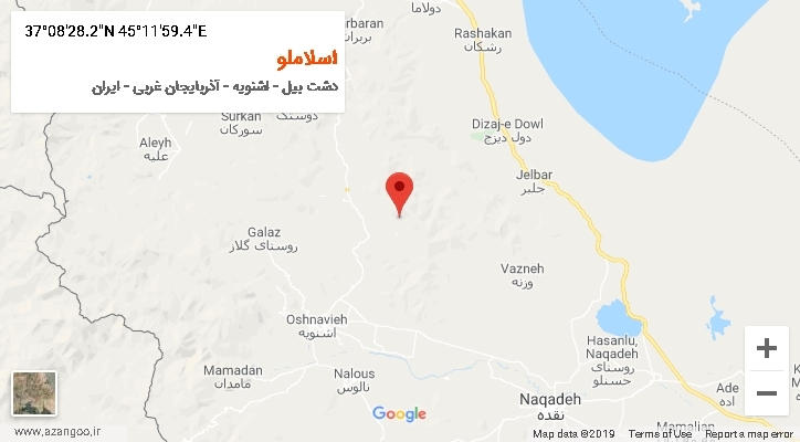 روستای اسلاملو بر روی نقشه