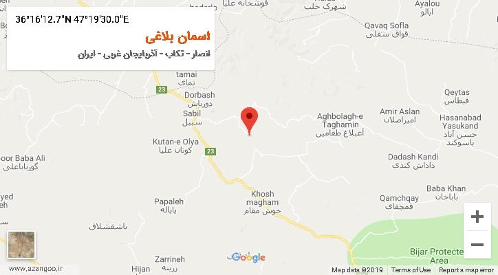 روستای اسمان بلاغی بر روی نقشه
