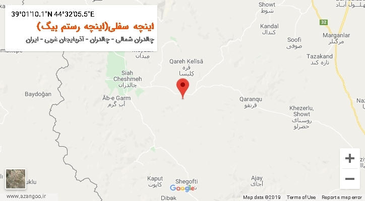 روستای اینچه سفلی(اینچه رستم بیگ) بر روی نقشه