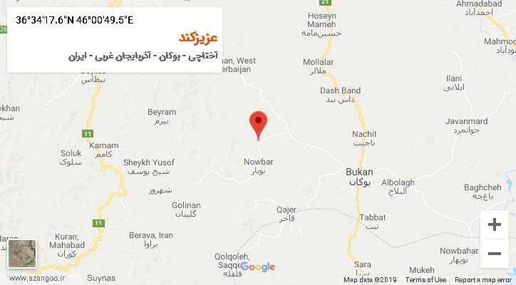 روستای عزیزکند بر روی نقشه
