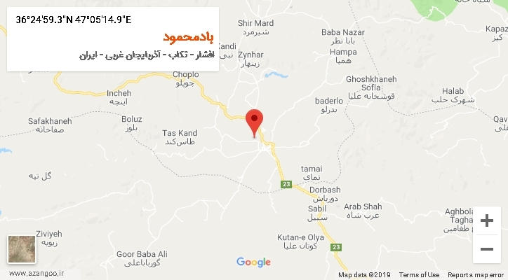 روستای بادمحمود بر روی نقشه