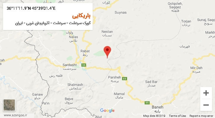 روستای باریکایی بر روی نقشه